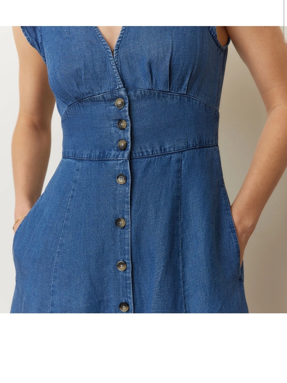 Marine Layer Chambray Blue Midi Dress Medium - Picture 4 of 5